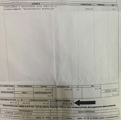 M5S LE RIFIUTA IL MICROCREDITO MA LE FA FATTURA