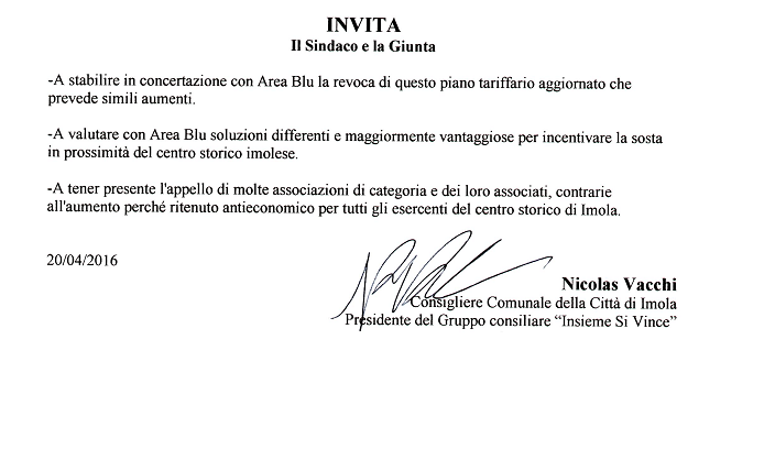 STANGATA PARCHEGGI, NICOLAS VACCHI (ISV) INCONTRA LA CONFESERCENTI: “FERMIAMO QUESTA SCELTA PAZZA”