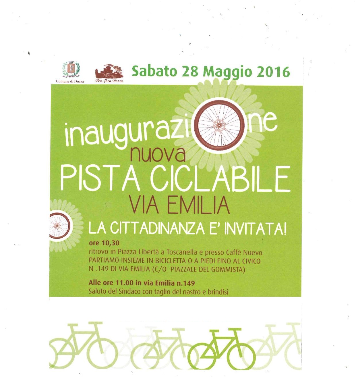 DOZZA: INAUGURAZIONE NUOVA PISTA CICLABILE VIA EMILIA