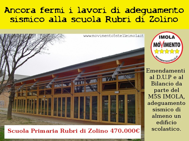 Ancora fermi i lavori di adeguamento sismico alla scuola Rubri di Zolino