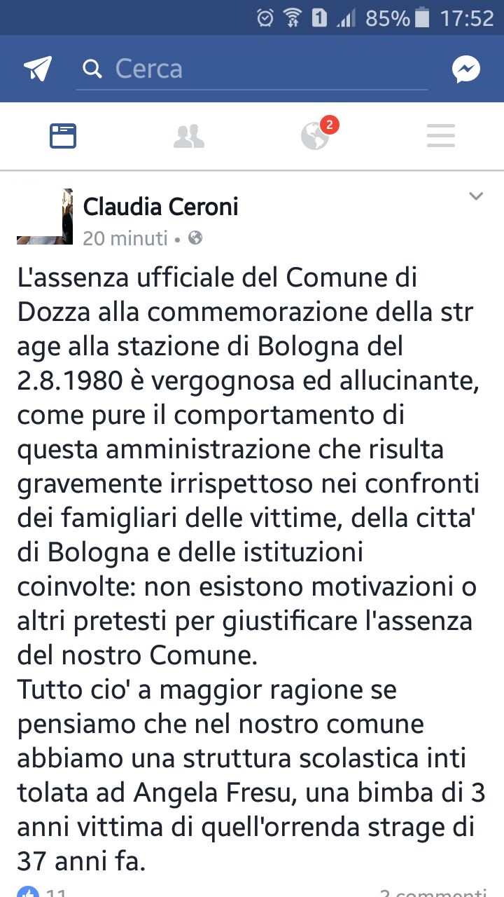LETTERA “APERTA” DEL SINDACO DI DOZZA “SIAMO DI FRONTE ALL’ENNESIMO TENTATIVO DI DIFFUSIONE DI NOTIZIE FALSE”