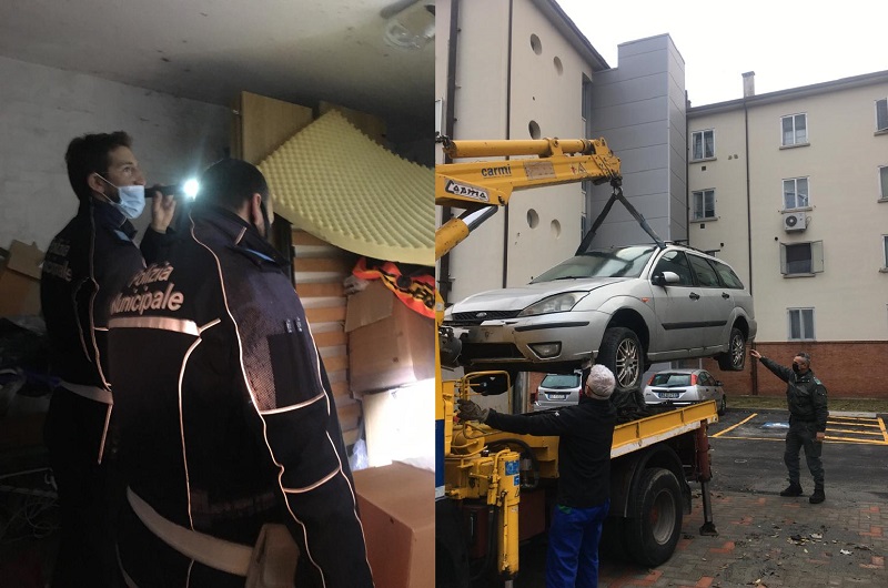 Imola – Rimossi 9 mezzi abbandonati negli alloggi Acer, effettuati anche controlli sul corretto utilizzo degli immobili
