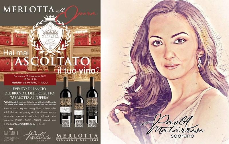 Musica e vino con la bellissima voce di Paola Matarrese (soprano) testimonial dell’azienda vitivinicola Merlotta