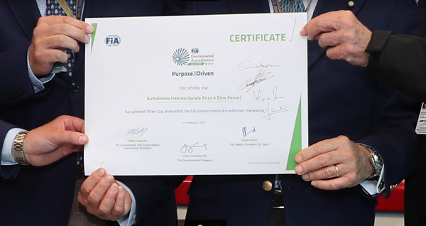 L’Autodromo di Imola ha ottenuto la certificazione ambientale FIA 3 Stars