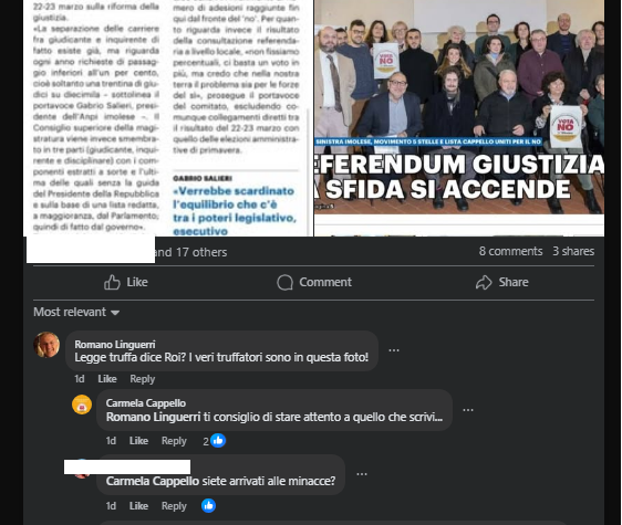 “Truffatori” nel dibattito sul referendum: al medico Linguerri arriva il “consiglio” dal avvocata del NO di stare attento a ciò che scrive