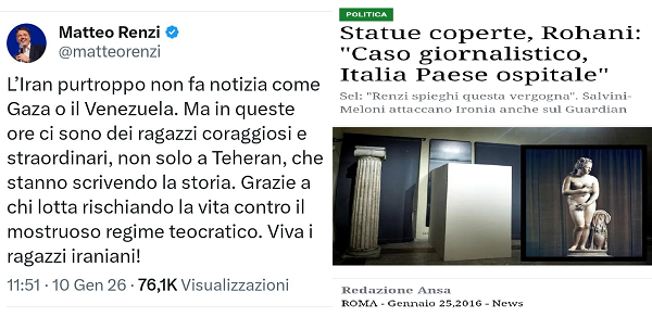Dieci anni dopo: quando l’Italia copriva le statue per non offendere Teheran (e oggi le condanna)