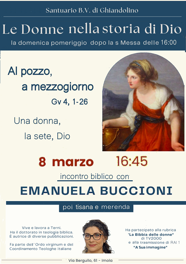 Imola, l’8 marzo la teologa Emanuela Buccioni ospite del ciclo “Le donne nella Storia di Dio”