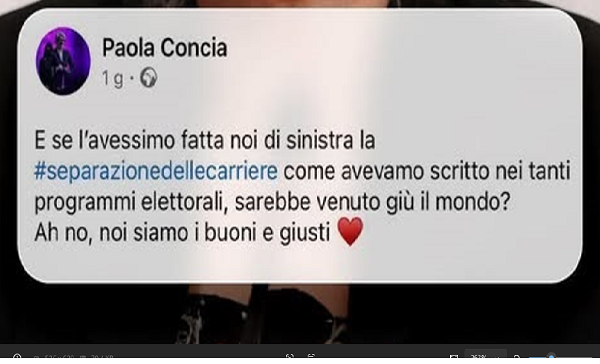 Concia smaschera l’ipocrisia della sinistra: “Se avessimo fatto noi la separazione delle carriere, sarebbe crollato il mondo?”