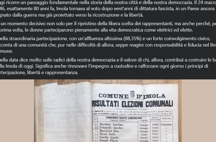 Due errori storici e una narrazione ideologica nel post di Panieri per l’80° anniversario del 24 marzo 1946
