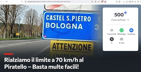 Piratello, 500 firme contro le multe: ora prepariamo la protesta in strada.